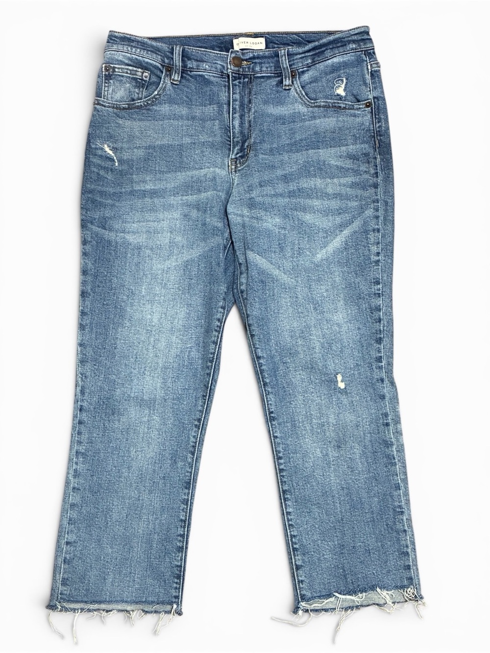 Oliver Logan Crosby Relaxed Taper Jeans Size 29p Slow Denim 29 Petite Crop Frey - Picture 2 of 12
